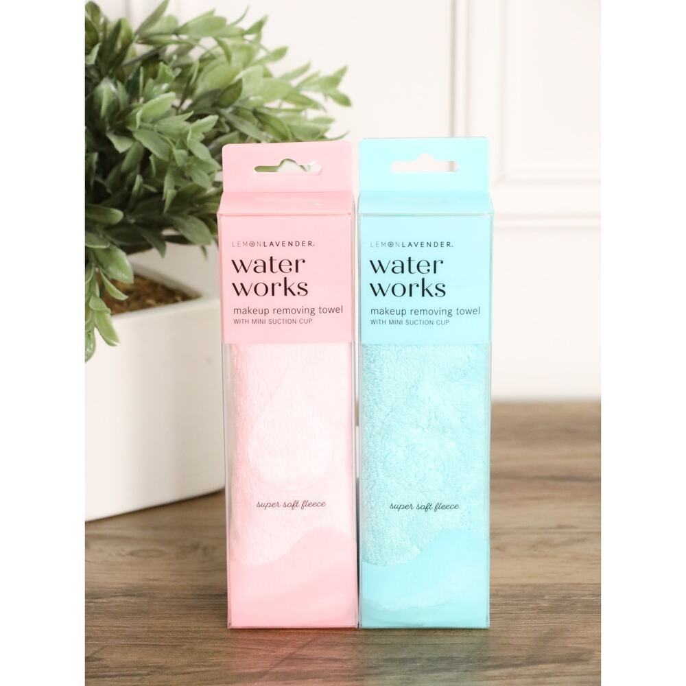 Makeup Removing Towels Set Pink + Blue w/ Suction Cups Added Bonus Cleansing Oil